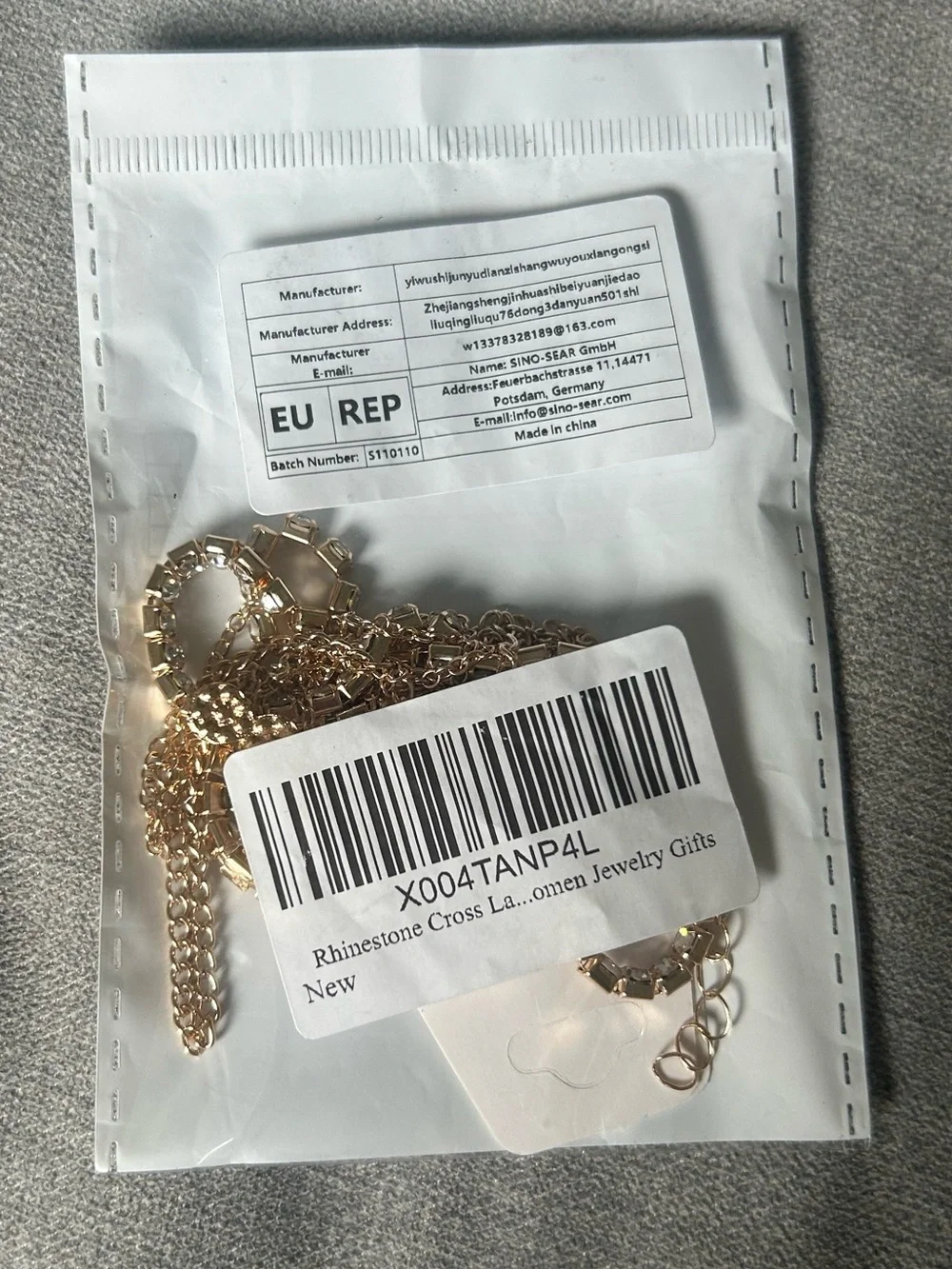 Layered Gold Rhinestone Cross Pendant Necklace Cable Chain Charm Jewelry
